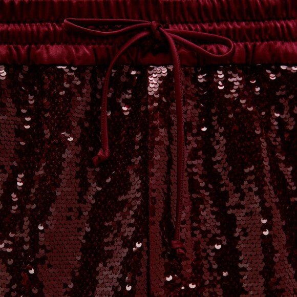 NWT Zara burgundy sequin high waist Bermuda shorts, M - Picture 4 of 6